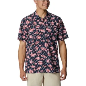 Columbia PFG Mens FATHER'S DAY Vented Fishing USA Flag Patriotic JULY 4th NWT