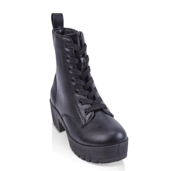 Combat Faux Leather Boots