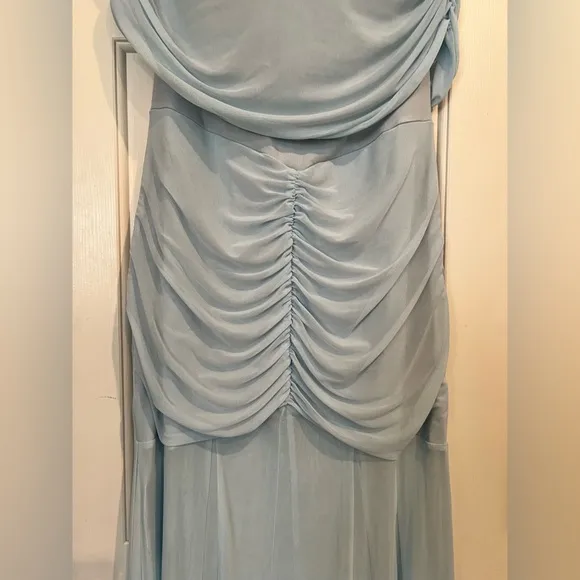 COMMENSE OFF THE SHOULDER RUCHED DRESS, pale blue XL • New With Tags