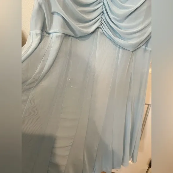 COMMENSE OFF THE SHOULDER RUCHED DRESS, pale blue XL • New With Tags