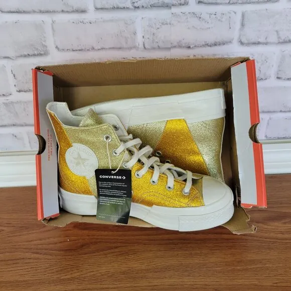 ❤️❤️Converse Chuck 70 Plus Hi Glitter Galore 6.5 Men Shoes Gold Premium A08176C