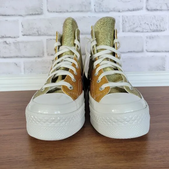 ❤️❤️Converse Chuck 70 Plus Hi Glitter Galore 6.5 Men Shoes Gold Premium A08176C