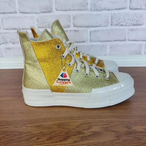 ❤️❤️Converse Chuck 70 Plus Hi Glitter Galore 6.5 Men Shoes Gold Premium A08176C