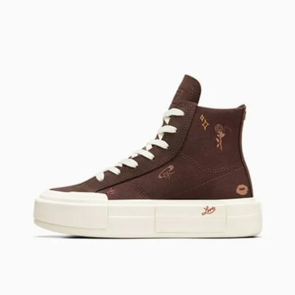 Converse CTAS Cruise Tiny Tattoos Hi Top Platform Lightweight Brown Shoe…