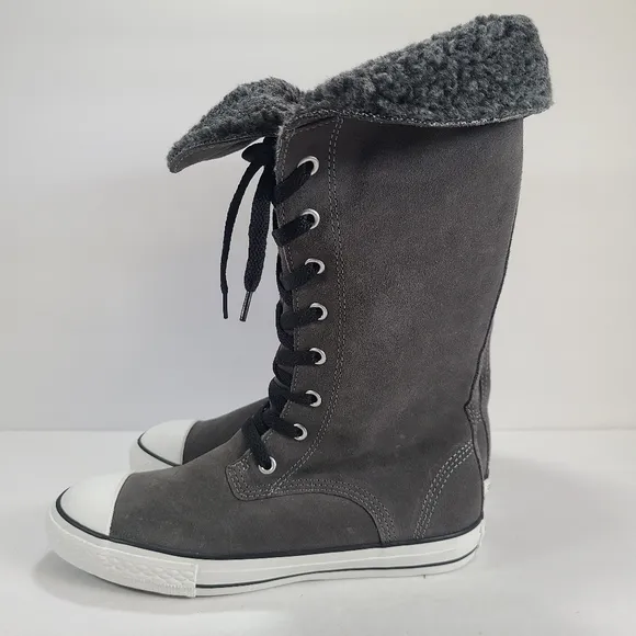 Converse CTAS Sharon Lace Up Gray Suede Boots Women's Size 7