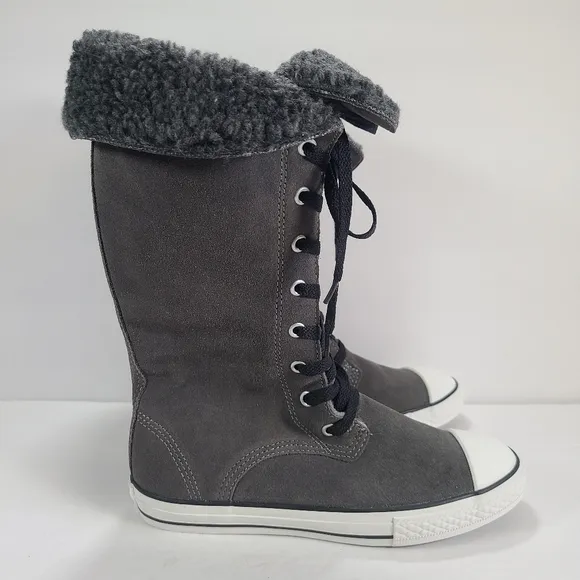 Converse CTAS Sharon Lace Up Gray Suede Boots Women's Size 7