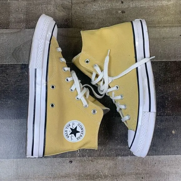 Converse Men’s Size 9.5 All Star 70 High Top Sneakers Yellow Classic Shoes Gold