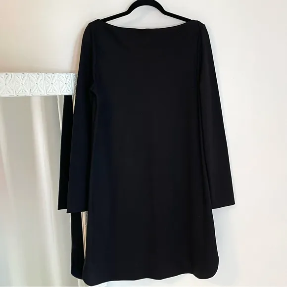 COS Black Boat Neck Long Sleeves Contrast Cuff Shift Dress