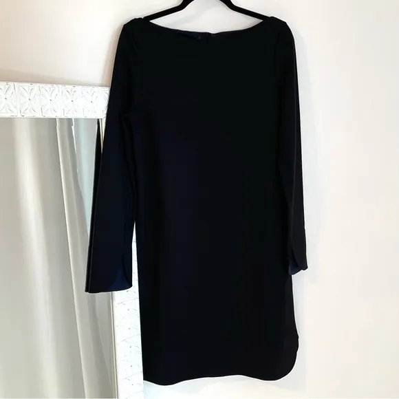 COS Black Boat Neck Long Sleeves Contrast Cuff Shift Dress