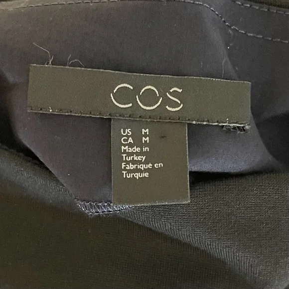 COS Black Boat Neck Long Sleeves Contrast Cuff Shift Dress