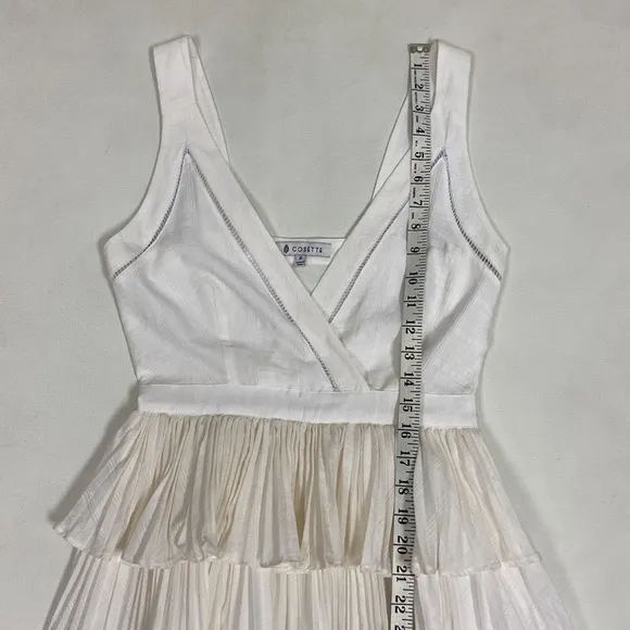 Cosette Bianca Dress 100% cotton white pleated preppy peplum Size 0