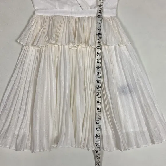 Cosette Bianca Dress 100% cotton white pleated preppy peplum Size 0