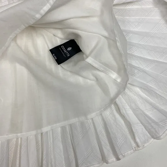 Cosette Bianca Dress 100% cotton white pleated preppy peplum Size 0