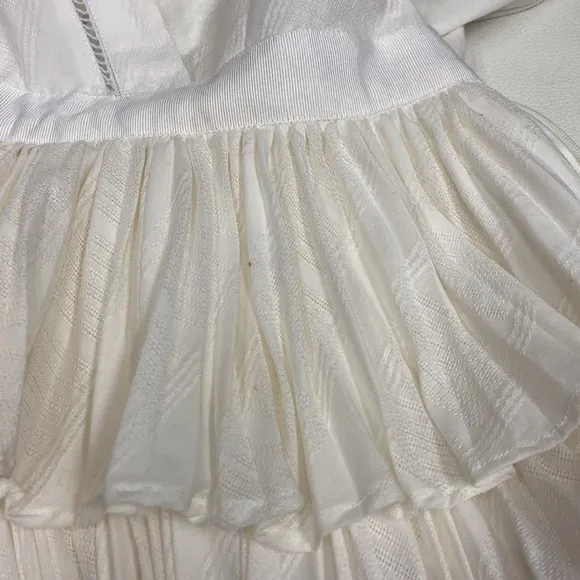 Cosette Bianca Dress 100% cotton white pleated preppy peplum Size 0