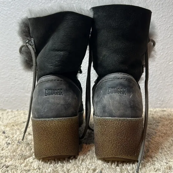 COUGAR Womens Dylan Microsuede Lace Up Wedge Boots Size 9