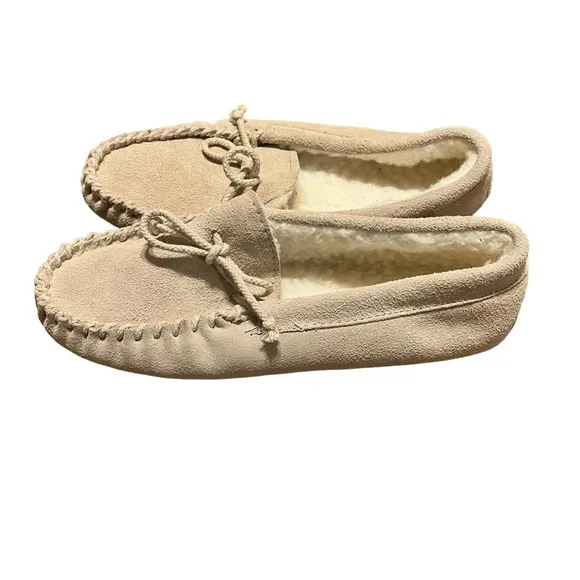 Cream Leather‎ Upper &amp; Sole Moccasins