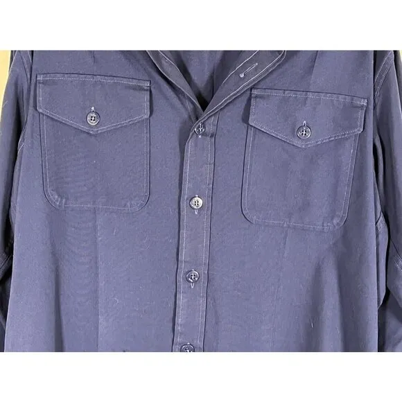 Creighton Skirt Men 16.5 Blue Button Down Collar US Coast Guard Military Vintage