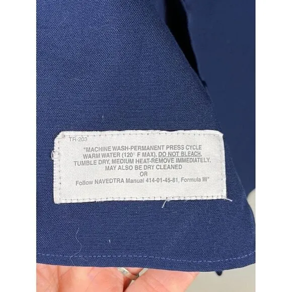 Creighton Skirt Men 16.5 Blue Button Down Collar US Coast Guard Military Vintage