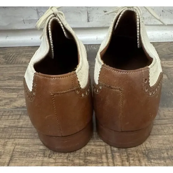 Crockett &amp; Jones Polo 10D Wing Tip Oxford Brogue Brown Cream Spectator Old Money