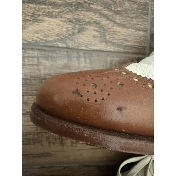 Crockett &amp; Jones Polo 10D Wing Tip Oxford Brogue Brown Cream Spectator Old Money