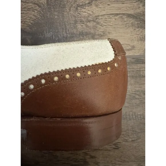 Crockett &amp; Jones Polo 10D Wing Tip Oxford Brogue Brown Cream Spectator Old Money
