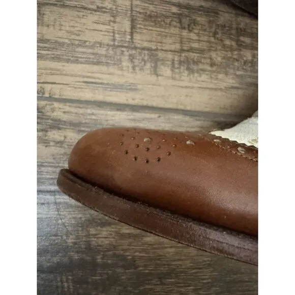 Crockett &amp; Jones Polo 10D Wing Tip Oxford Brogue Brown Cream Spectator Old Money