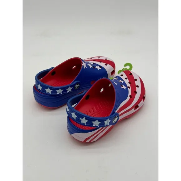 Crocs American Flag Clogs Patriotic Stars &amp; Stripes Shoes Kids Size J2