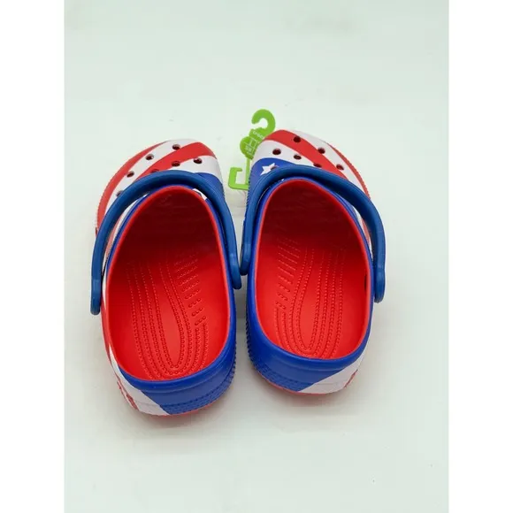 Crocs American Flag Clogs Patriotic Stars &amp; Stripes Shoes Kids Size J2