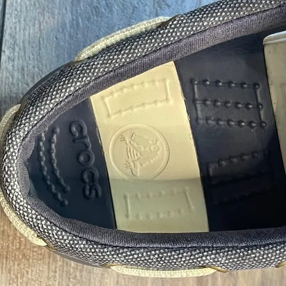 CROCS Beach Line Canvas Boat Shoes Men's Size 8 Navy Stucco Color 202774 Slip On