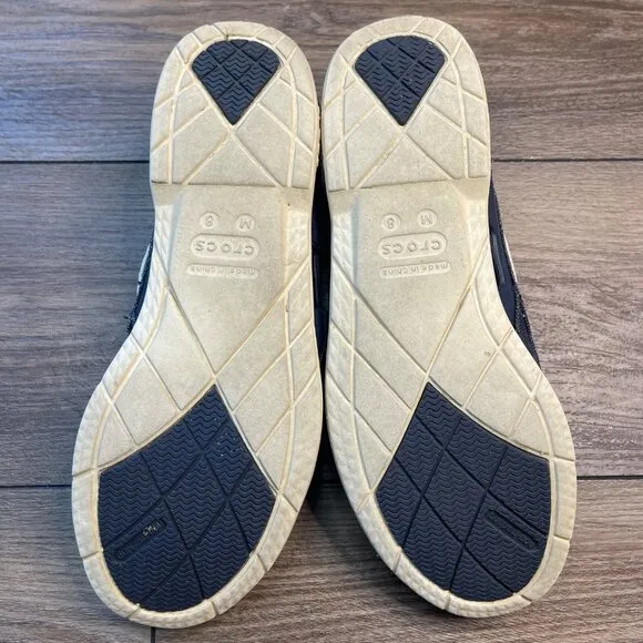 CROCS Beach Line Canvas Boat Shoes Men's Size 8 Navy Stucco Color 202774 Slip On