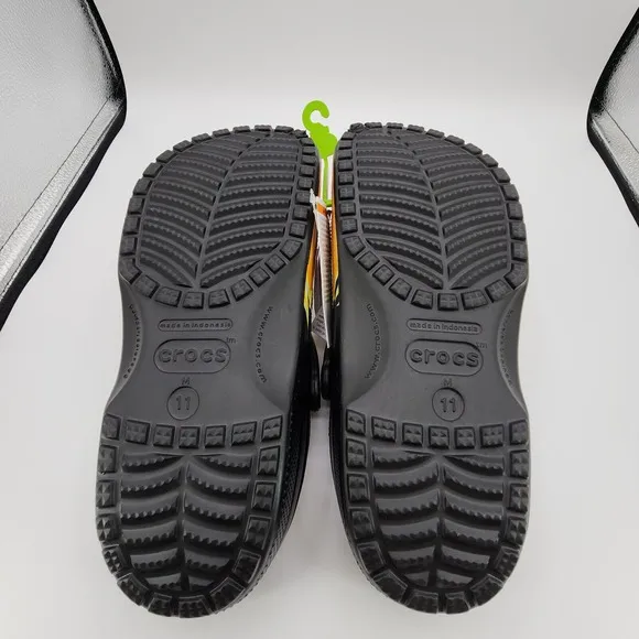 Crocs Classic Flames Clog Shoes Mens 11 Black Fire Multicolor Slip On New in Bag