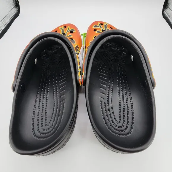Crocs Classic Flames Clog Shoes Mens 11 Black Fire Multicolor Slip On New in Bag