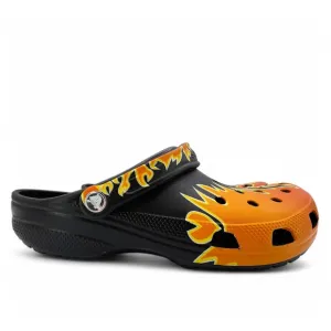 Crocs Classic Flames Clog Shoes Mens 11 Black Fire Multicolor Slip On New in Bag