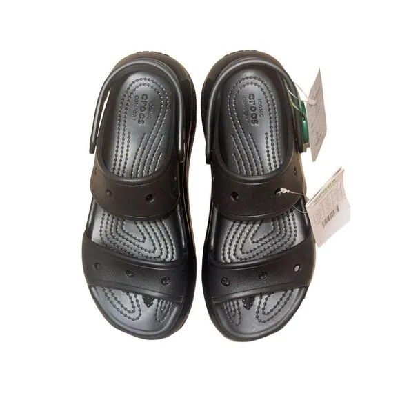 Crocs Classic Mega Crush Sandal  Thick Wedge Sandals Black Men's 5 Women's 7