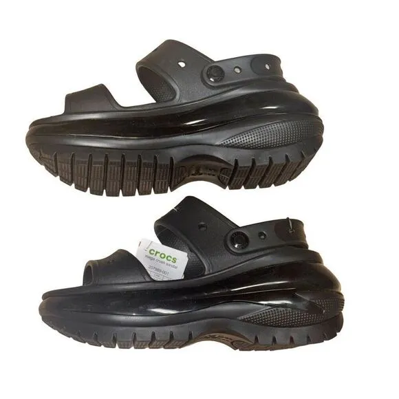 Crocs Classic Mega Crush Sandal  Thick Wedge Sandals Black Men's 5 Women's 7