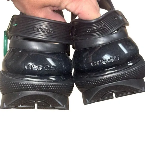 Crocs Classic Mega Crush Sandal  Thick Wedge Sandals Black Men's 5 Women's 7