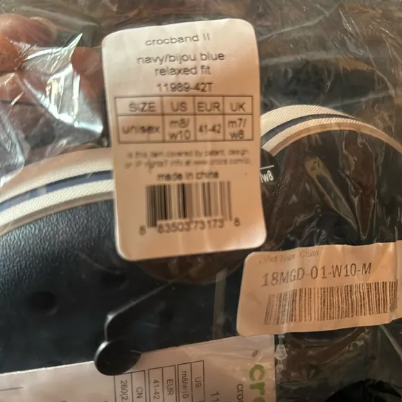 Crocs Classic Slip ons Crocband II Clog Navy Blue White New w tags W10 M8
