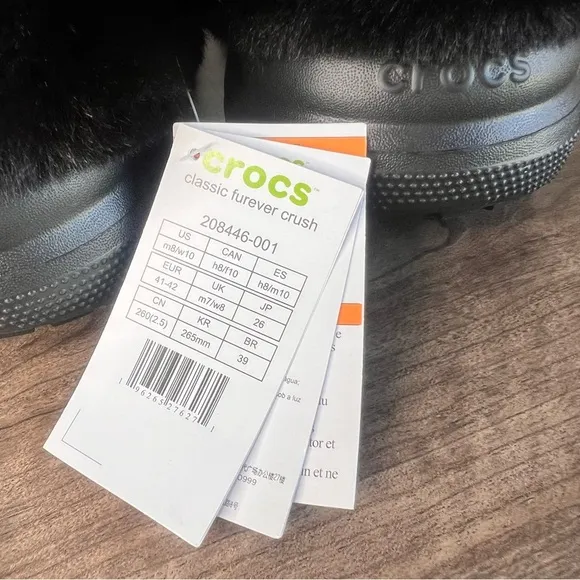 CROCS Furever Crush Womens Black Clog Size 10 or 8 #B1881