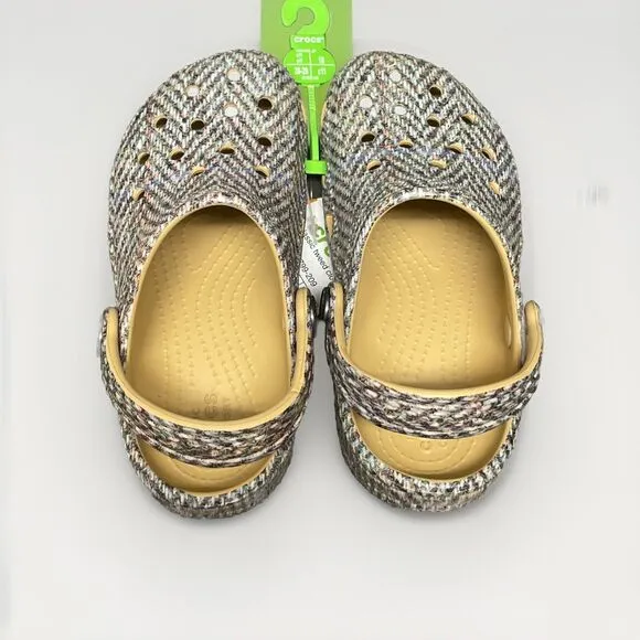 Crocs Kids Classic Tweed Clog 210799-209 Brown Wheat Size 11 New