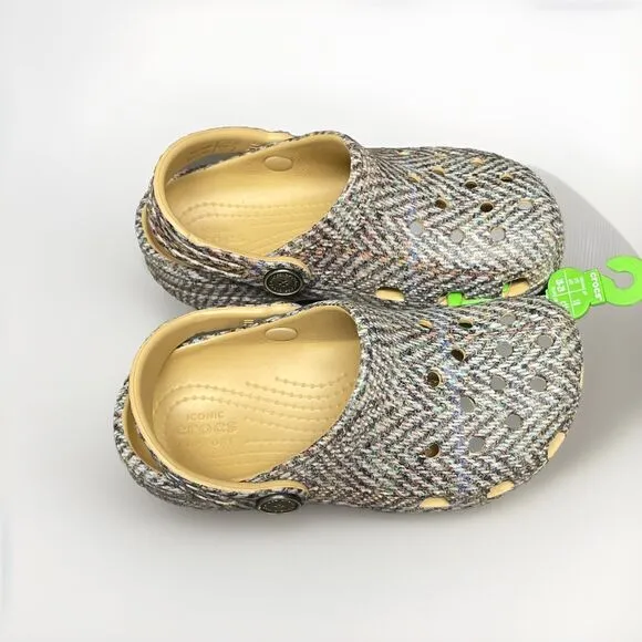 Crocs Kids Classic Tweed Clog 210799-209 Brown Wheat Size 11 New