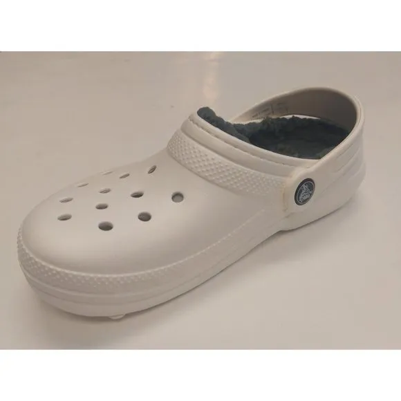 CROCS Kids Size J2 Classic Lined Clog K Lightweight Slip On Clogs Shoes White