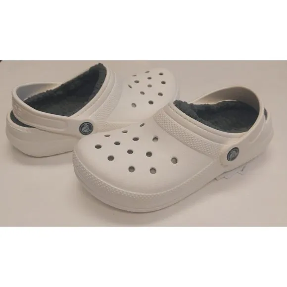 CROCS Kids Size J2 Classic Lined Clog K Lightweight Slip On Clogs Shoes White