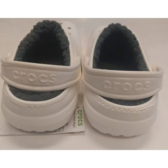 CROCS Kids Size J2 Classic Lined Clog K Lightweight Slip On Clogs Shoes White