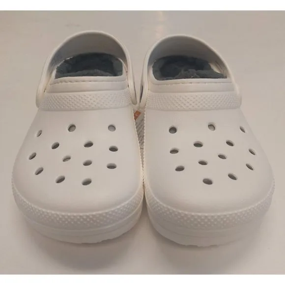 CROCS Kids Size J2 Classic Lined Clog K Lightweight Slip On Clogs Shoes White