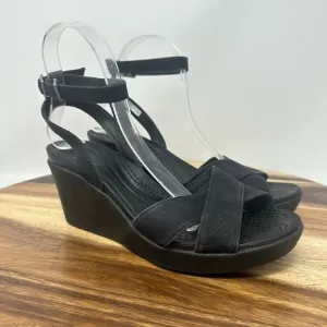 Crocs Leigh II Sandals Women's 9 Black Open Toe Ankle Strap Comfort Wedges