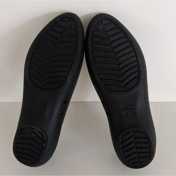 Crocs Lina Black Almond Toe Flats 6