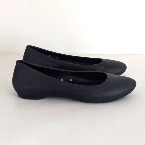 Crocs Lina Black Almond Toe Flats 6