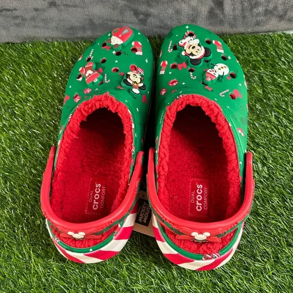 Crocs x Disney Mickey Mouse Christmas Clogs Fuzzy Lined Holiday Fun NWT Mens 11