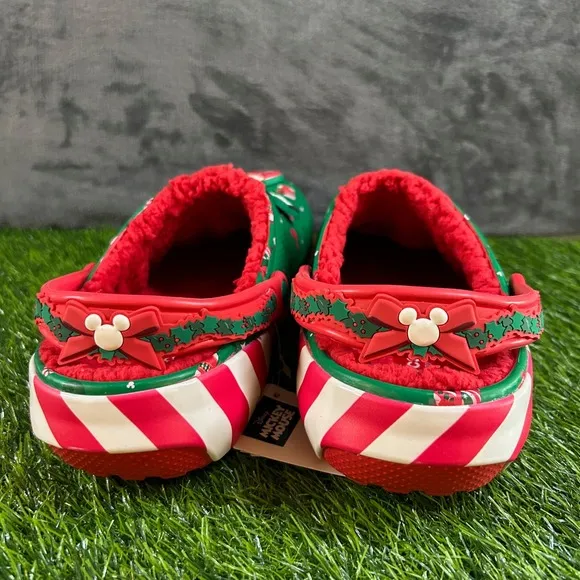 Crocs x Disney Mickey Mouse Christmas Clogs Fuzzy Lined Holiday Fun NWT Mens 11