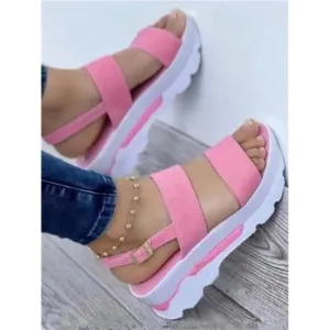 Cross-Border Slipper Female Clip Toe Platform Wedge Sandals With Buckle Strap